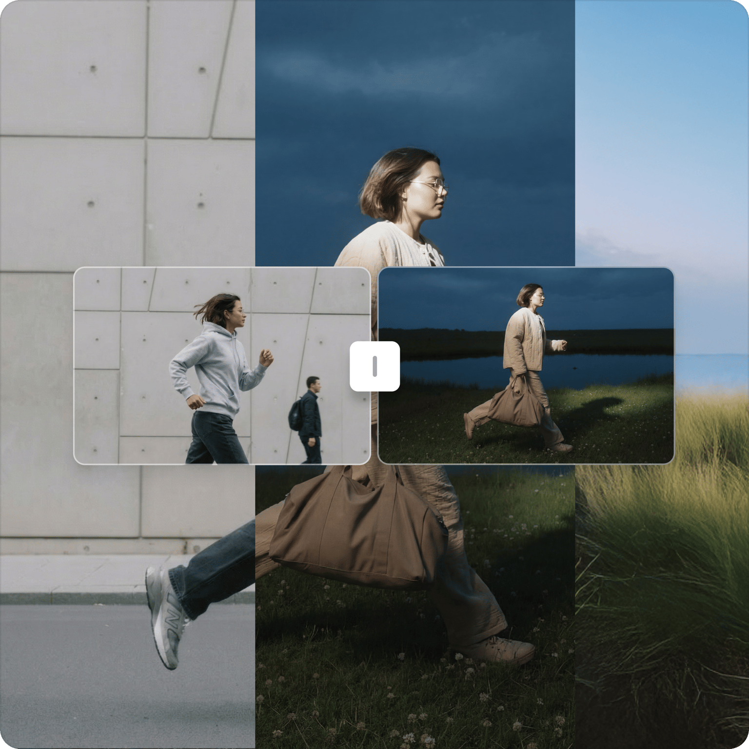 VEED's AI Transitions creating smooth, seamless transitions between multiple video clips and scenes.