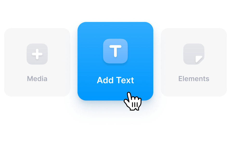 VEED's Add Text feature in the video editor, positioned between Media and Elements options.
