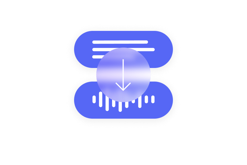 Converting text to voice with text box transforming into audio waveform visualization.