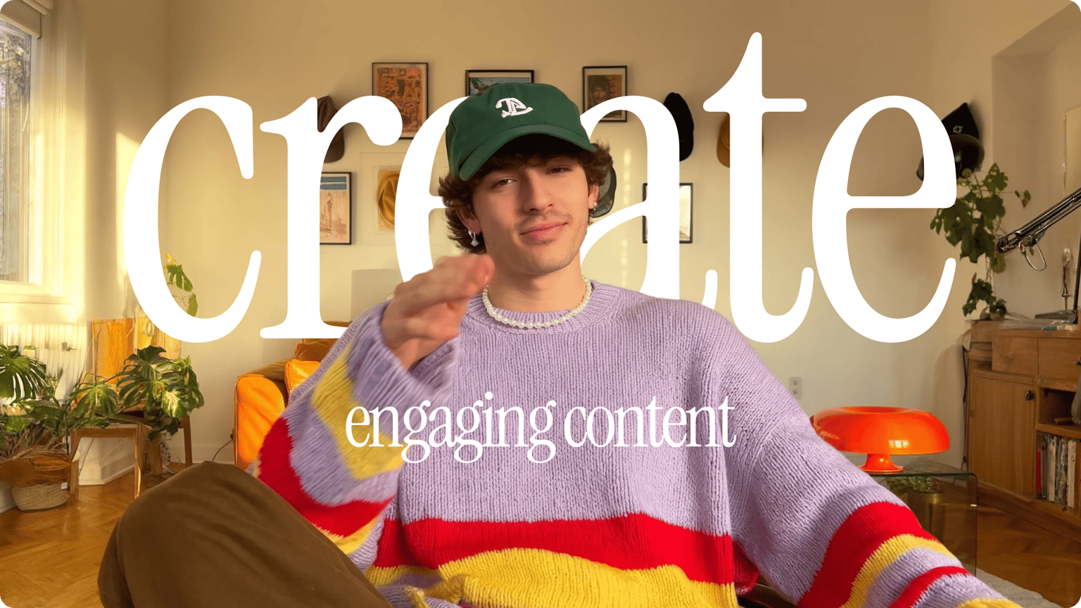 VEED's Subtitle Generator demo showing a creator in a colorful workspace ready to create engaging content.