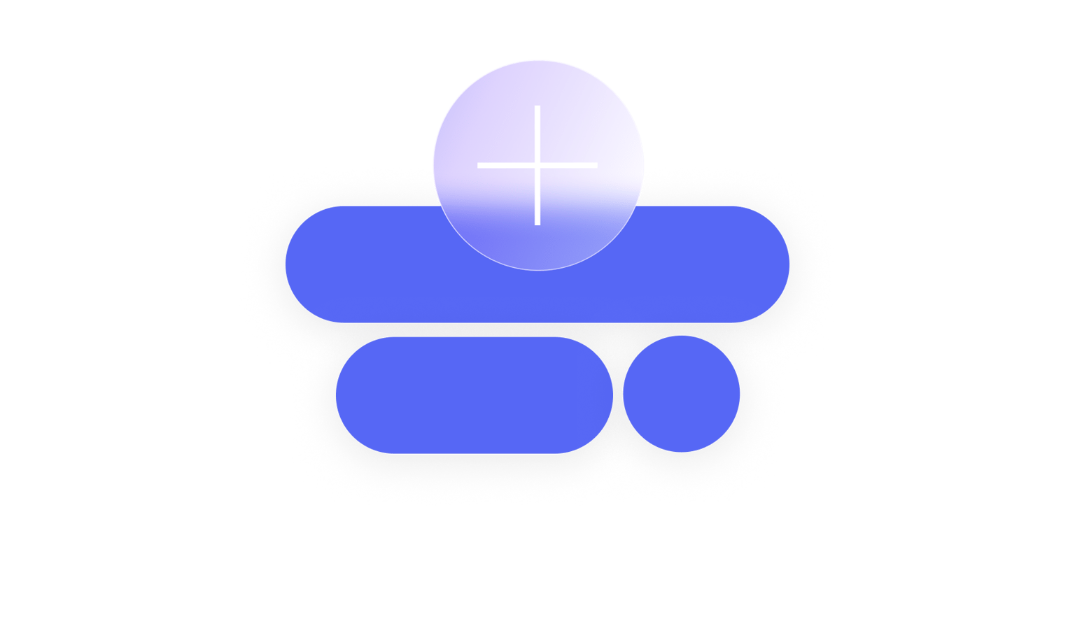 Icon depicting video customization with a plus symbol and geometric shapes representing editable design elements.