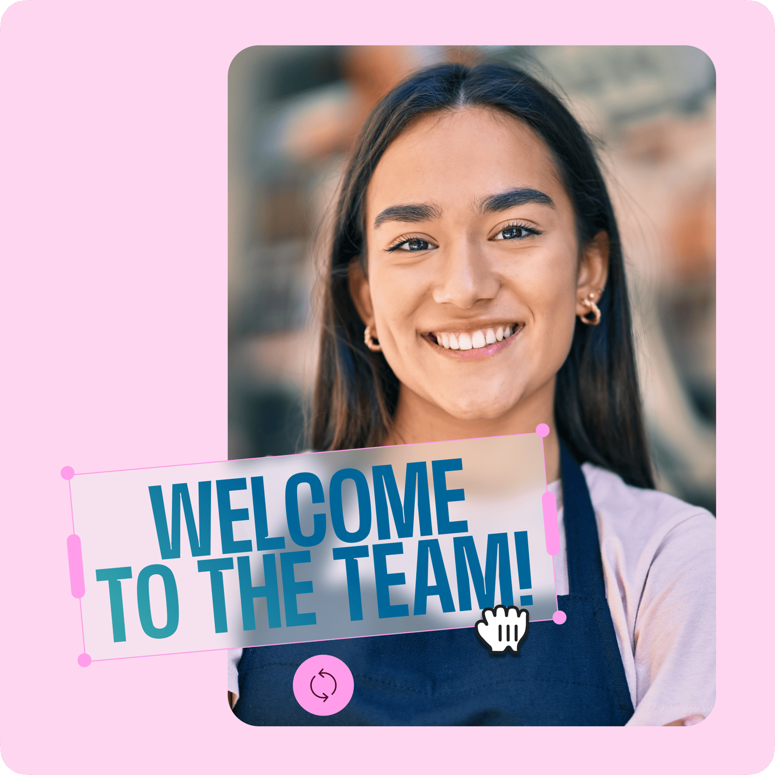 Create personalized team welcome graphics with VEED's customizable template featuring 'WELCOME TO THE TEAM!' messaging.