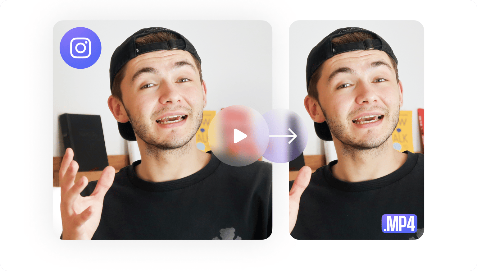 VEED's Instagram Video Converter showing side-by-side comparison converting video to Instagram's 1080-pixel format.