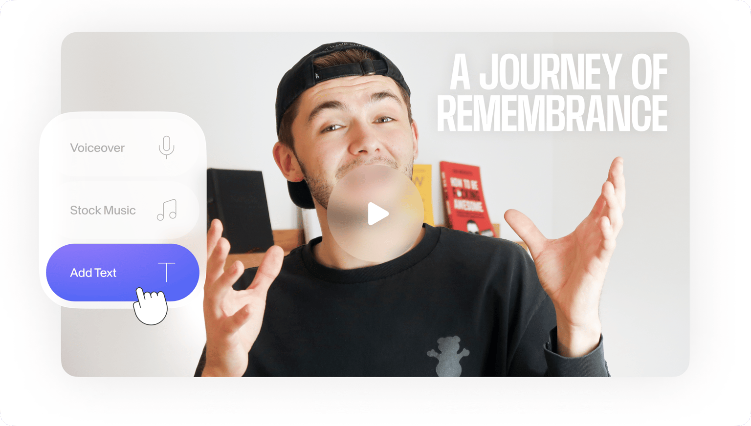 VEED's Memorial Video Maker with 'A Journey of Remembrance' app interface displayed on a smartphone.
