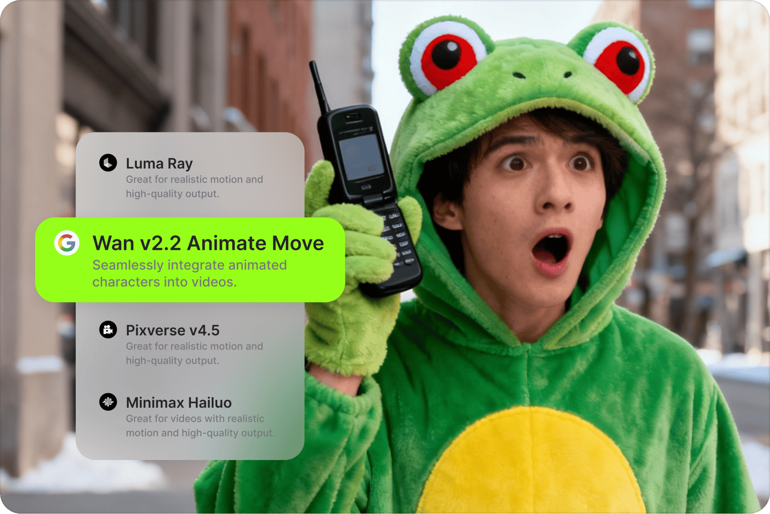 VEED's multiple AI video-to-video generators including Animate More feature, unified in one platform interface.