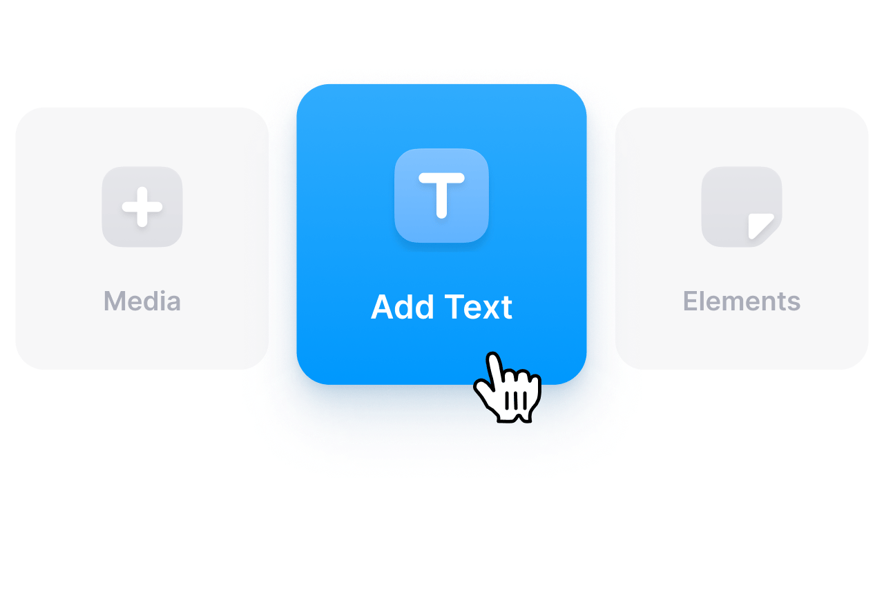VEED's editor with Add Text feature highlighted among Media and Elements customization tools.