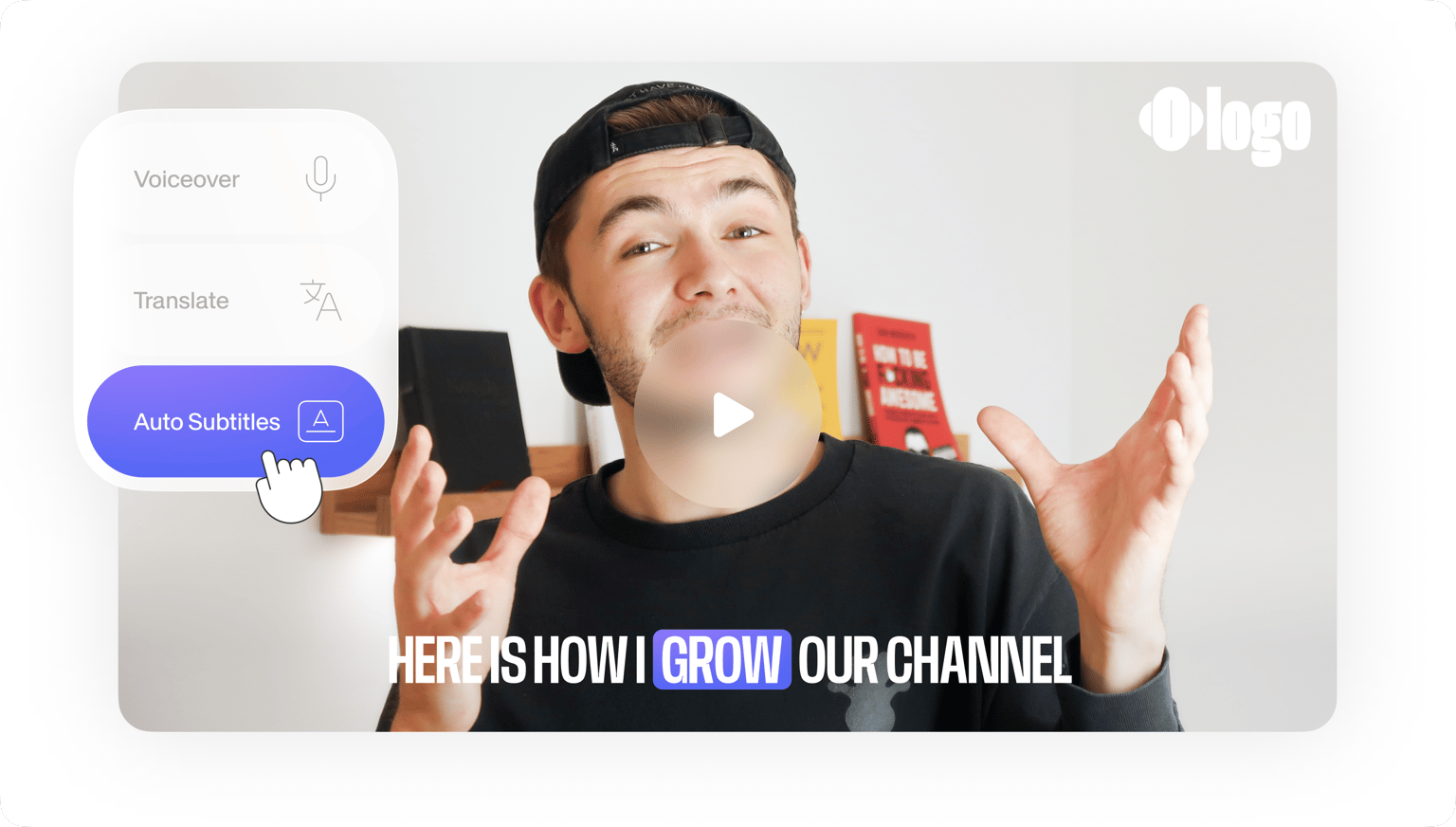Man holding smartphone showing a personalized message interface with notification badge; text reads 'YES! SHOW! KNOW! OUR CHANNEL.'