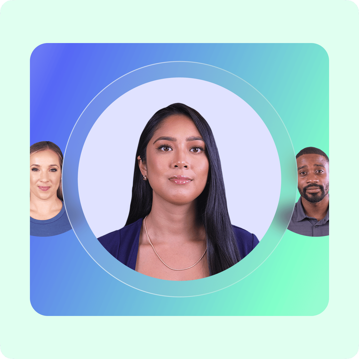 VEED's voice generation tool showing multiple diverse AI voice actor profiles available in different languages.