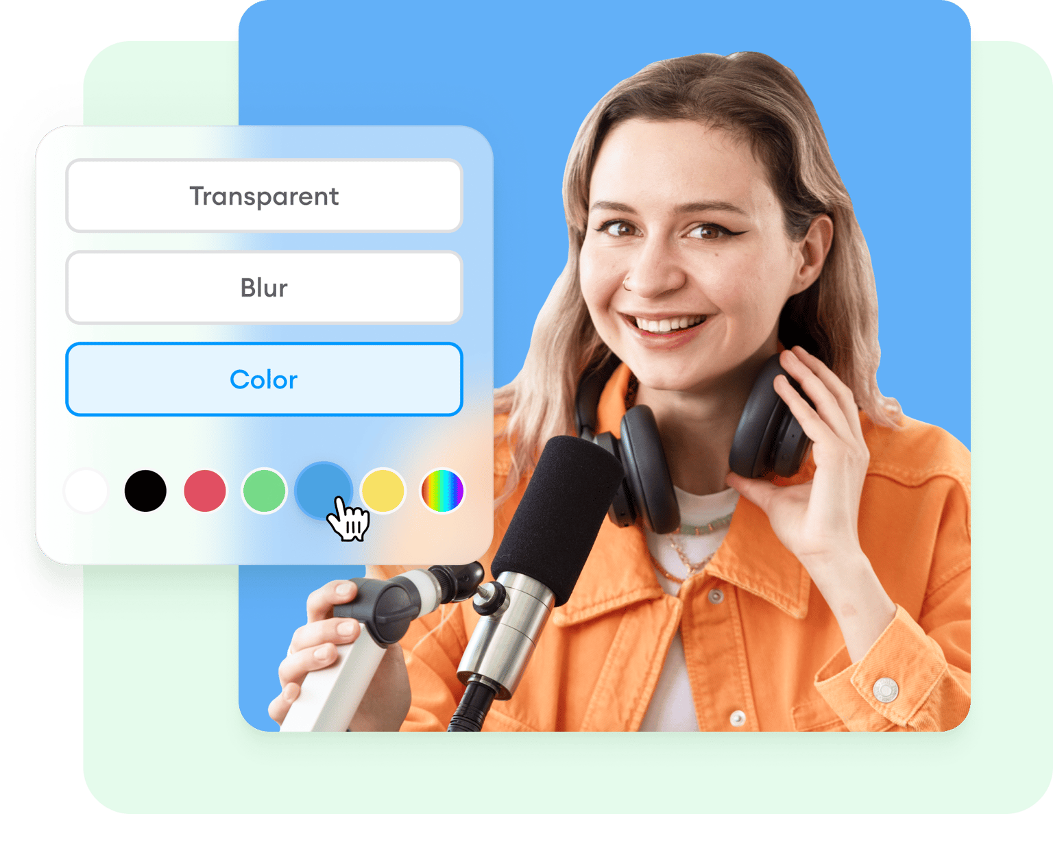 VEED's transparent background replacement tool for customizing image overlays.