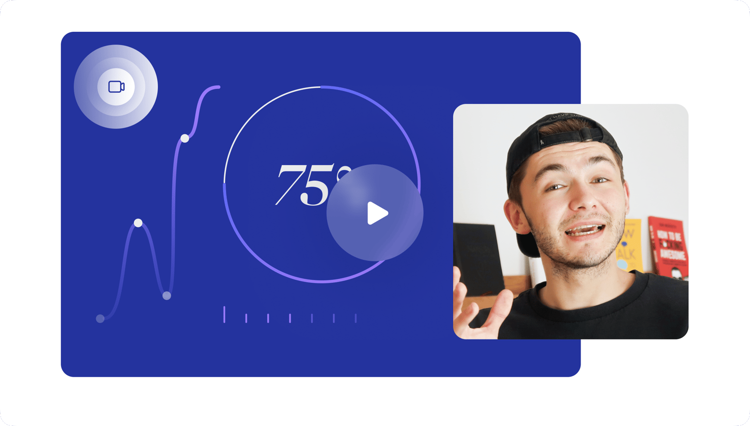 VEED's Screen Recorder showing an active recording session with timer display and live webcam preview.