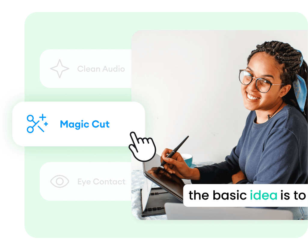 Person using VEED's Magic Cut and AI-powered editing tools to streamline video content creation.