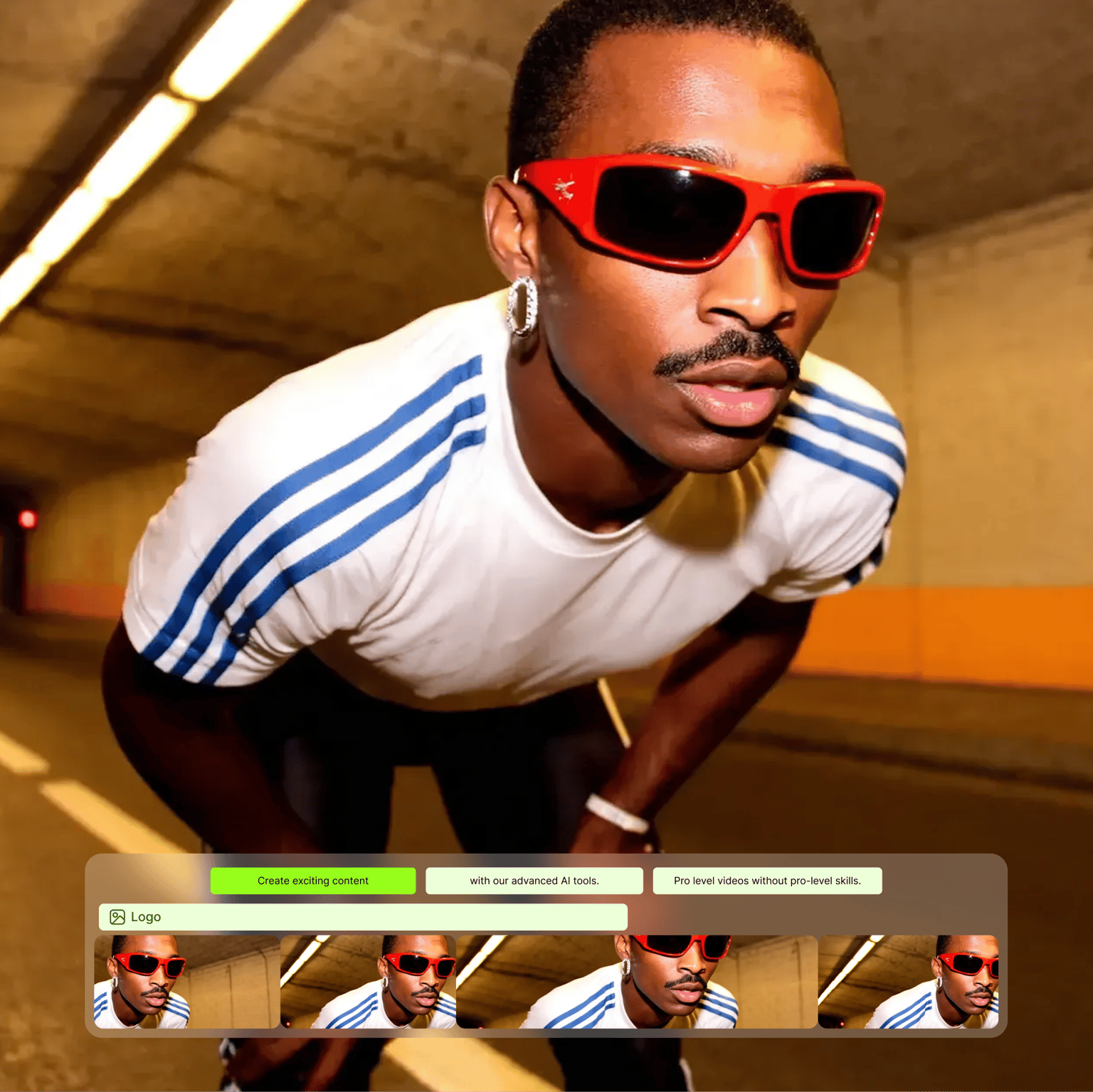 VEED's translation feature auto-translating videos to 125+ languages, shown in the editor with a sample clip and timeline.