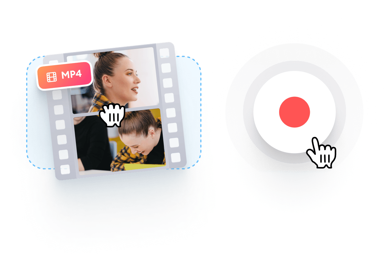 Start a video in VEED by uploading or importing footage from the media library, or recording with the red record button.