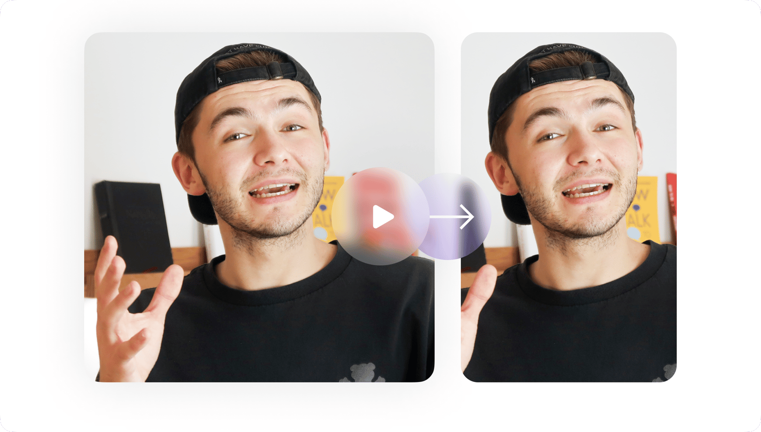 VEED's Vertical Video Editor on mobile, showing editing interface with video playback controls and AI-assisted features.