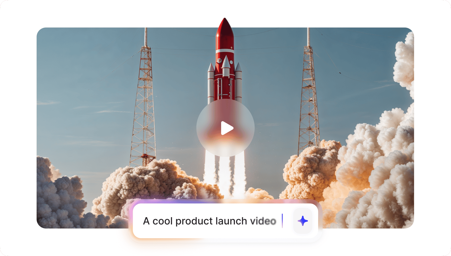 VEED's video template carousel showing 'a good product launch video' model with rocket launch scene.