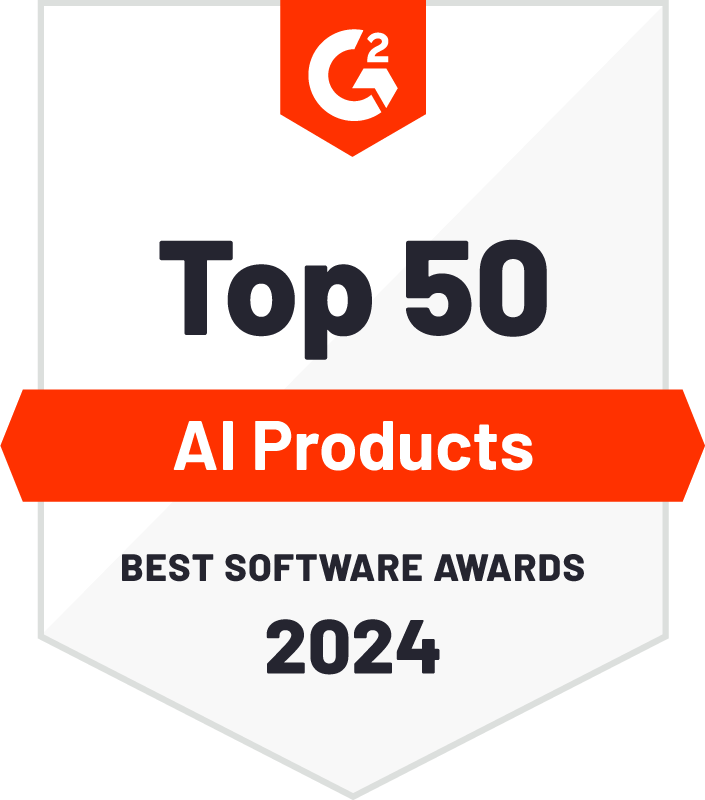 G2 Best Software Awards 2024 badge recognizing Top 50 AI Products.